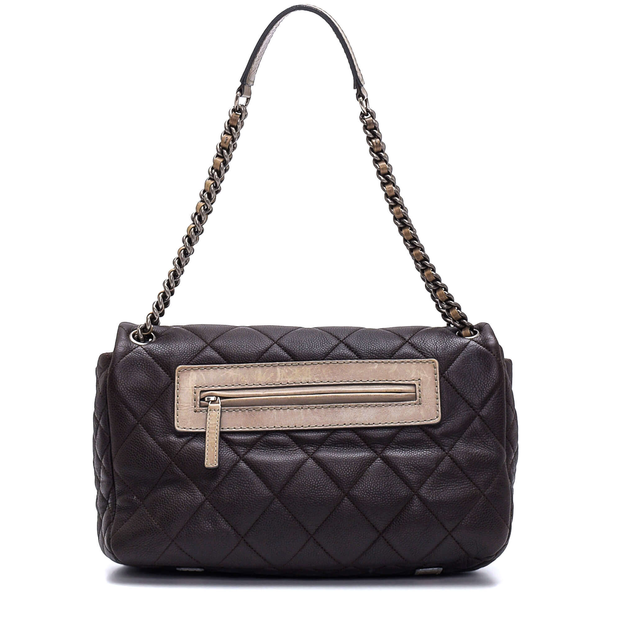 Chanel - Dark Brown Quilted Caviar Leather Flap Bag